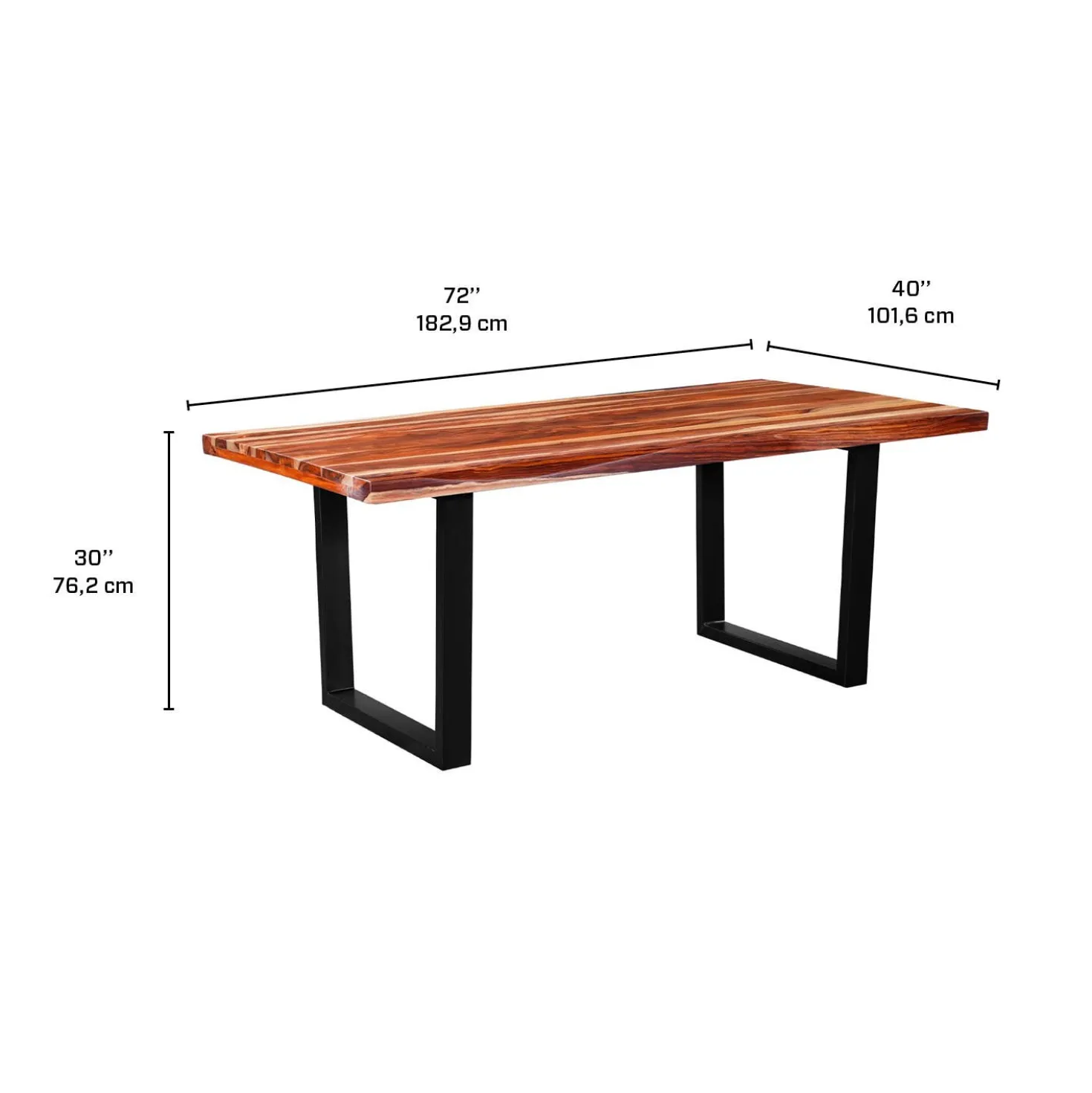 Table à manger rectangulaire en bois massif et 4 chaises- 72"