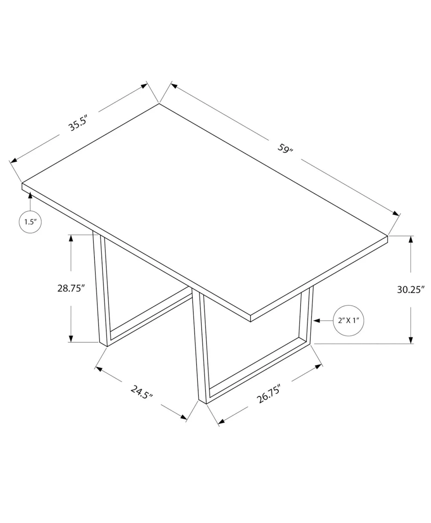 Table à manger rectangulaire 60" - Monarch