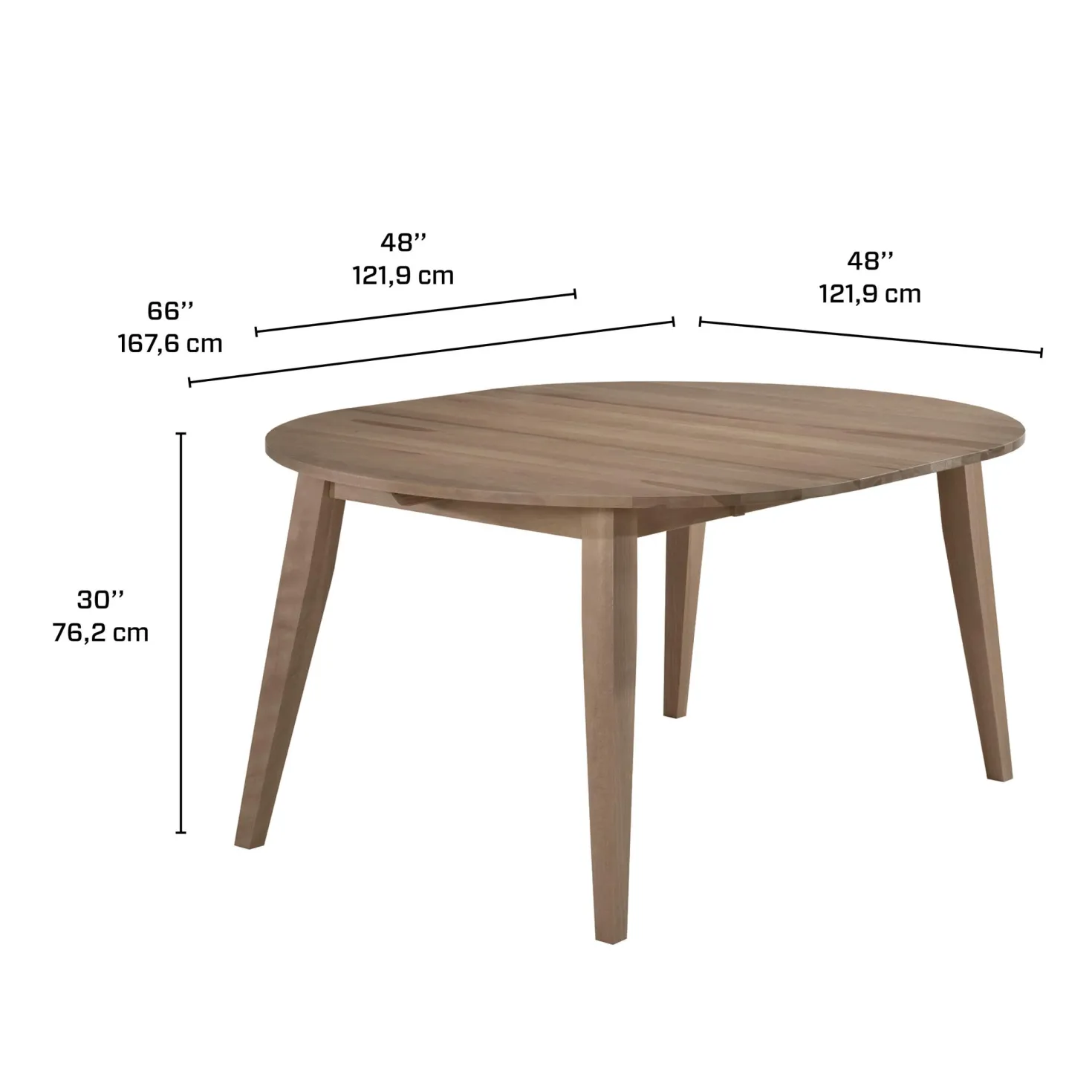 Table à manger ronde extensible en bois massif 48" à 66" - gris