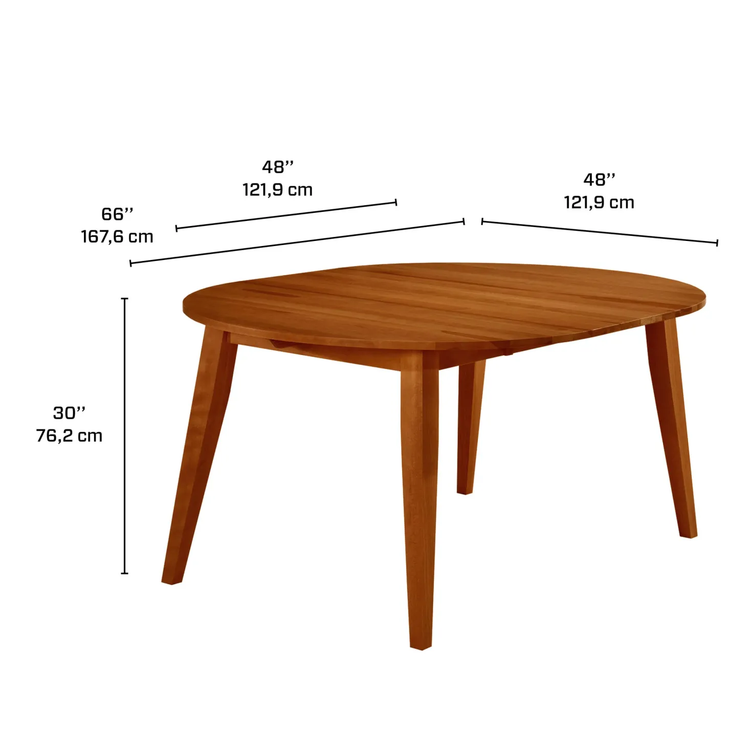 Table à manger ronde extensible (48" à 66") avec 4 chaises - brun