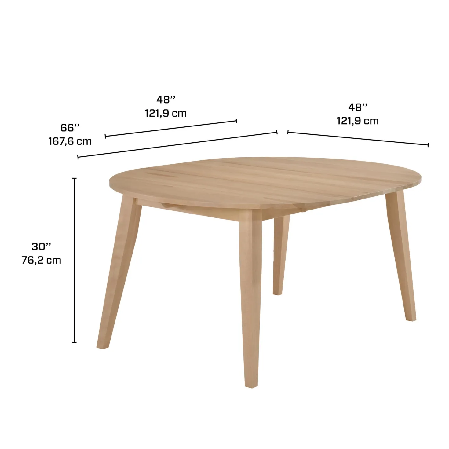 Table à manger ronde extensible en bois massif 48" à 66" - grège