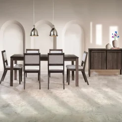 Table avec rallonge (54" à 70") et 6 chaises - ardoise