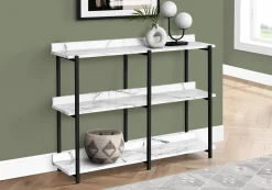Table console - 3 niveau, étagères, rectangulaire, pieds en métal - 48