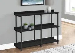 Table console - 3 niveau, étagères, rectangulaire, pieds en métal - 48" l - Monarch