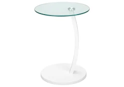 Table d'appoint - blanc avec verre trempé - Monarch