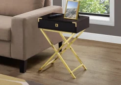 Table d'appoint - 24"H, espresso, métal or - Monarch