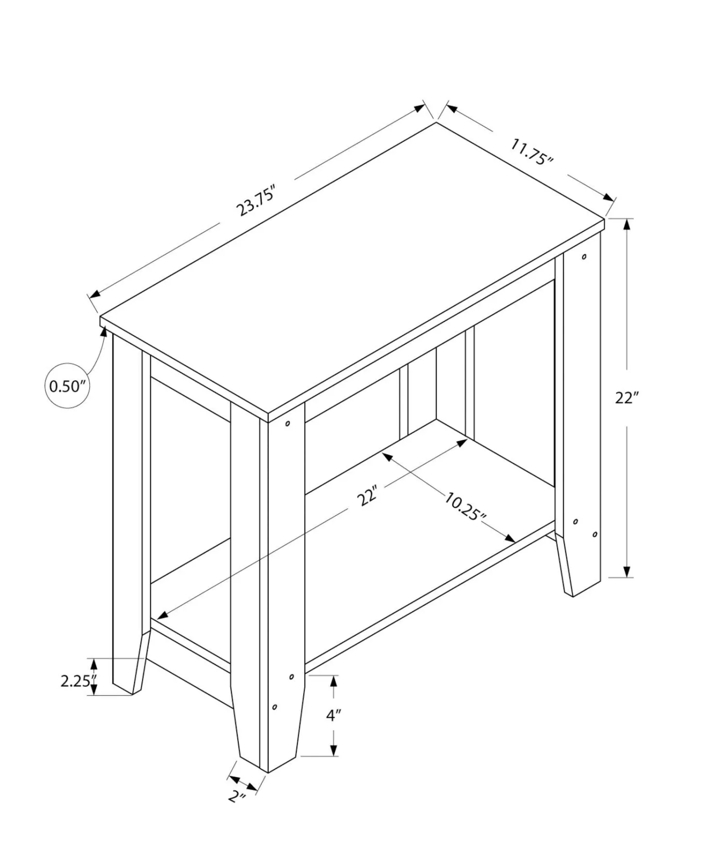 Table d'appoint - 22"H, gris industriel - Monarch