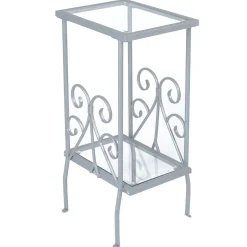 Table d'appoint - 30"H, métal argent avec verre trempé - Monarch