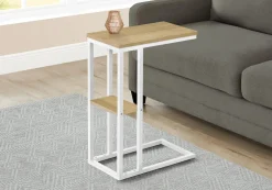 Table d'appoint - 25"H, naturel, métal blanc - Monarch