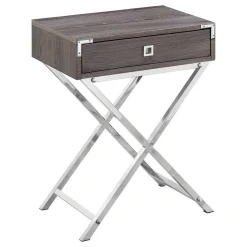 Table d'appoint - 24"H, taupe foncé, métal chrome - Monarch