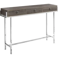 Table d'appoint - 48"L, taupe foncé, métal chrome - Monarch