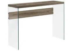 Table d'appoint - 44"L, taupe foncé, verre trempé - Monarch