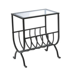 Table d'appoint - métal brun stardust avec verre trempé - Monarch