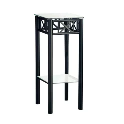 Table d'appoint - métal noir avec verre trempé - Monarch