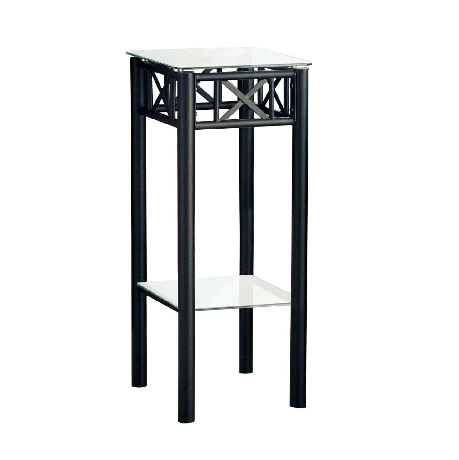 Table d'appoint - métal noir avec verre trempé - Monarch