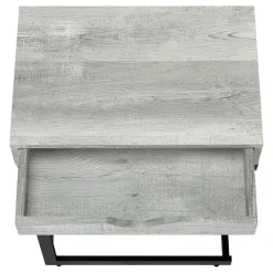 Table d'appoint - métal noir, faux bois gris, tiroir - Monarch
