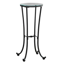 Table d'appoint - métal noir martele et verre trempé - Monarch