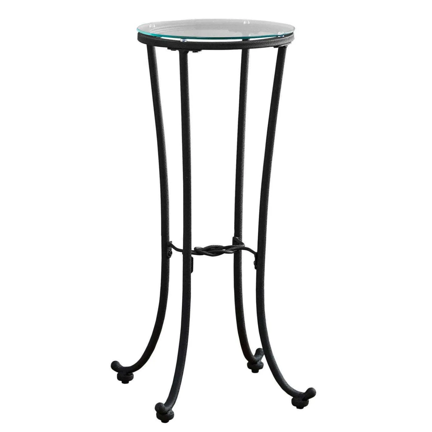 Table d'appoint - métal noir martele et verre trempé - Monarch