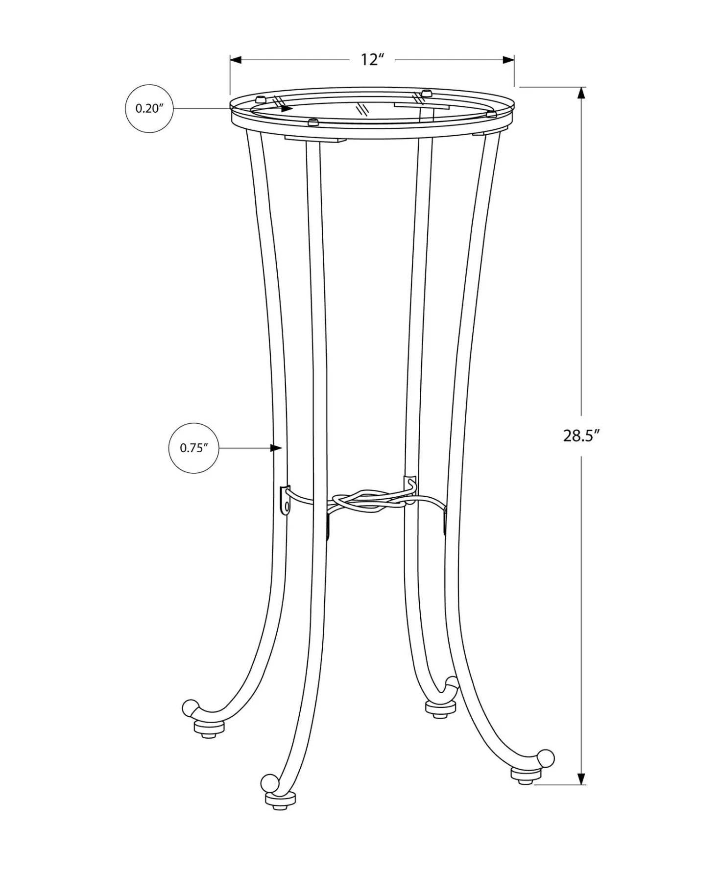 Table d'appoint - métal noir martele et verre trempé - Monarch