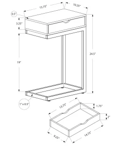 Table d'appoint - métal or, espresso et tiroir - Monarch