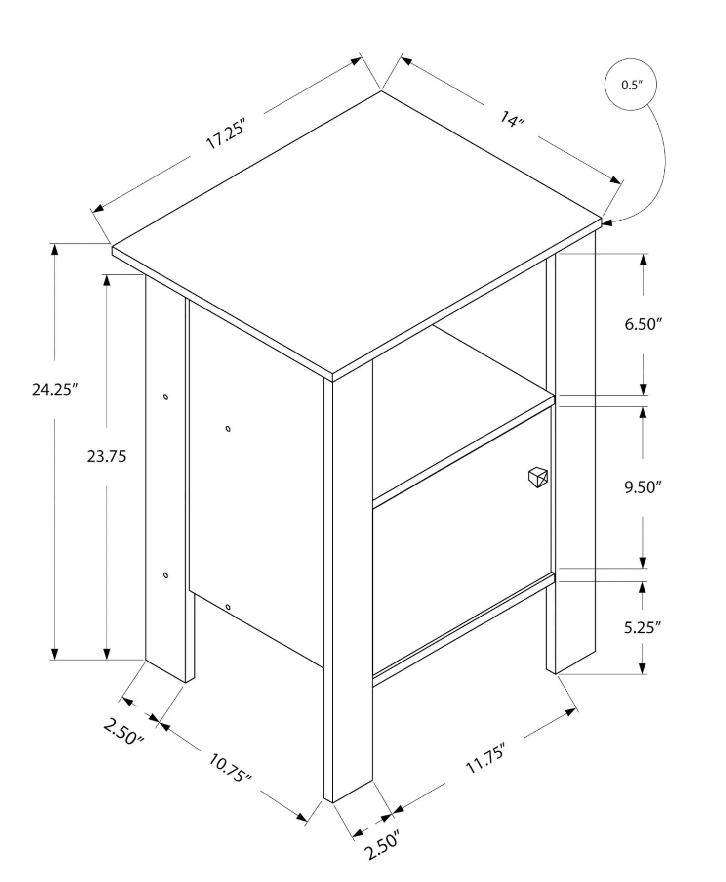 Table d'appoint - table de chevet blanc - Monarch