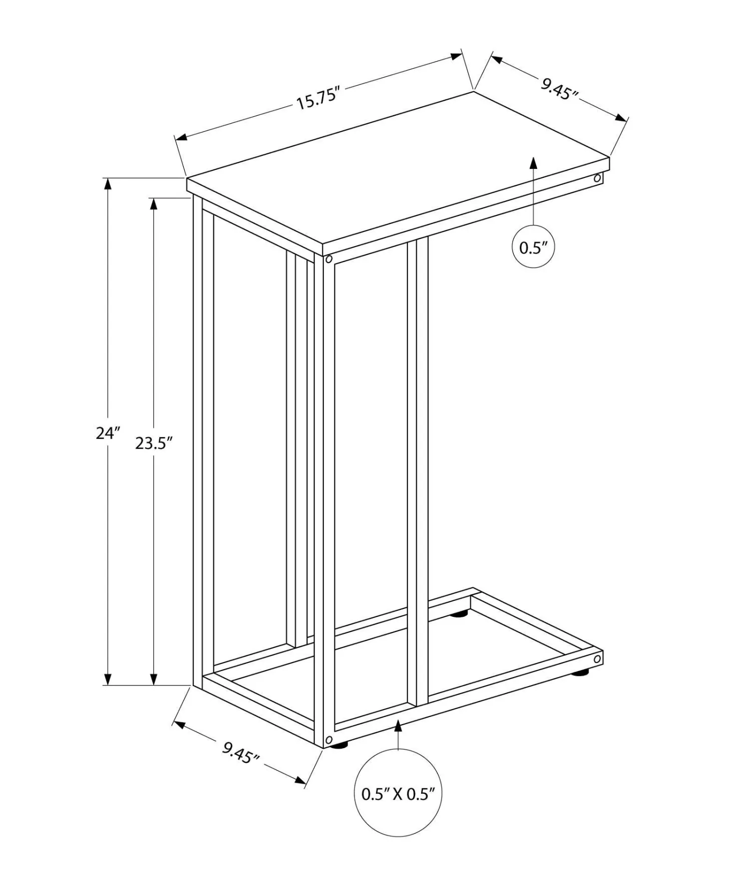 Table d'appoint 25"H - Monarch