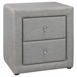 Table de chevet - rembourrée, 2 tiroirs de rangement - 21" h - faux lin gris - Monarch