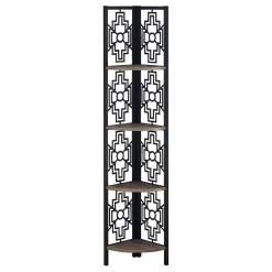 Étagère - 62"H, taupe foncé, métal noir en coin - Monarch