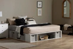 Très grand lit plateforme avec paniers de rangement (78