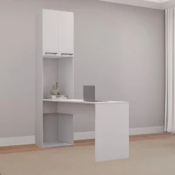 Unité de rangement avec bureau - blanc
